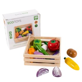 Warzywa drewniane w pudełku - 10 szt, EcoToys