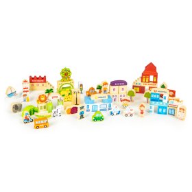 Drewniany zestaw - Miasto zabawy 120 szt, EcoToys