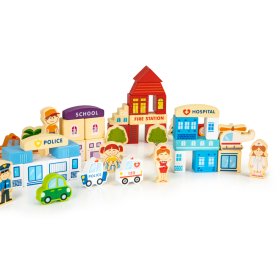 Drewniany zestaw - Miasto zabawy 120 szt, EcoToys