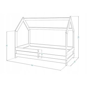 Łóżko domek Laura z barierką 160 x 80 cm - białe