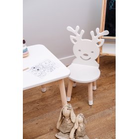 Stolik dziecięcy z krzesłami - Jeleń - biały, Ourbaby