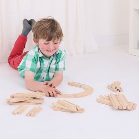 Bigjigs Rail Szyny drewniane zestaw 24 części, Bigjigs Rail