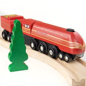 Replika lokomotywy Bigjigs Rail Księżna Hamiltona + 3 tory, Bigjigs Rail