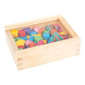 Małe stopy Drewniane koraliki sznurkowe kształty w pudełku, Small foot by Legler