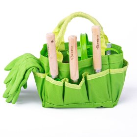 Bigjigs Toys Zestaw narzędzi ogrodowych w płóciennej torbie, zielony, Bigjigs Toys