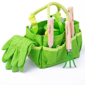 Bigjigs Toys Zestaw narzędzi ogrodowych w płóciennej torbie, zielony, Bigjigs Toys