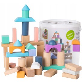 Drewniane kostki w pudełku - 50 szt, EcoToys