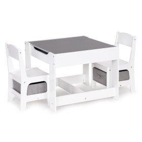 Zestaw stolika dziecięcego i 2 szarych krzeseł, EcoToys