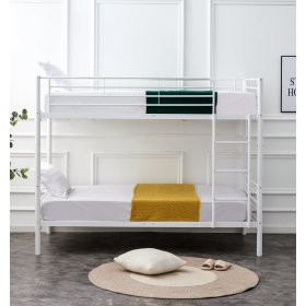Metalowe łóżko piętrowe BUNKY 200x90 cm - białe