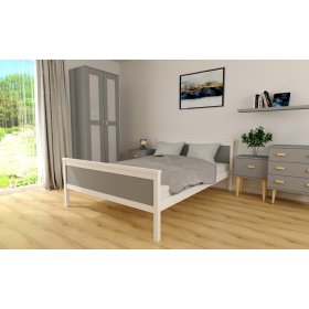 Łóżko drewniane Ikar 200 x 120 cm - szaro-białe, Ourfamily