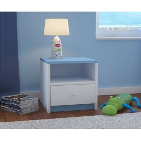 Stolik nocny Ourbaby - niebiesko-biały