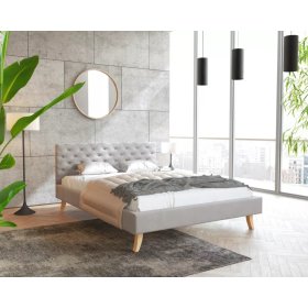 Łóżko tapicerowane California 140 x 200 cm - szare, FDM