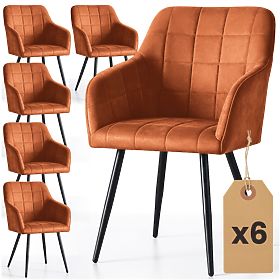 6x Tapicerowane krzesło z kwadratowym przeszyciem Miedziane LUXANO Czarne nogi