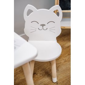 Krzesełko dziecięce - Kot - białe
