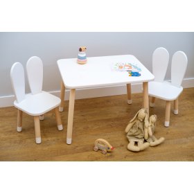 Stolik dziecięcy z krzesłami - Uszy - biały, Ourbaby