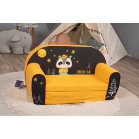 Sofa dziecięca Raccoon - czarno-żółta, Delta-trade