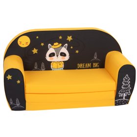 Sofa dziecięca Raccoon - czarno-żółta, Delta-trade