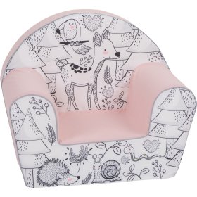 Krzesełko dla dziecka Zwierzęta leśne - różowo-czarno-białe