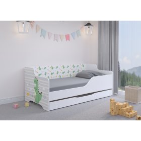 Łóżko dziecięce z oparciem LILU 160 x 80 cm - Dino, Wooden Toys