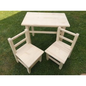 Drewniany stół dziecięcy z krzesłami Woodland, Evistol