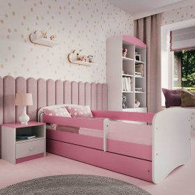 Łóżko dla dziecka z barierką Ourbaby - różowo-białe