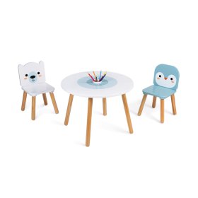 Janod Drewniany stół i 2 krzesła - Miś i Pingwin, JANOD
