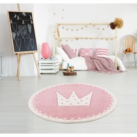 Dziecięcy dywan Crown - różowy i biały