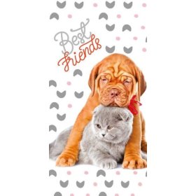 Ręcznik 70x140 Najlepsi przyjaciele - szczeniak i kociak