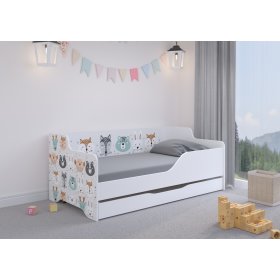 Łóżko dziecięce z oparciem LILU 160 x 80 cm - Zwierzęta, Wooden Toys