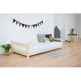 Drewniane łóżko dziecięce jednoosobowe z dwoma zagłówkami KIDDY - naturalne, BENLEMI