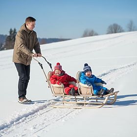 Sanki dla bliźniaków Duo - różne kolory siedzisk, Mikrus