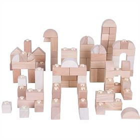 Bigjigs Baby Drewniane kostki łączące - Natur zestaw 100 sztuk