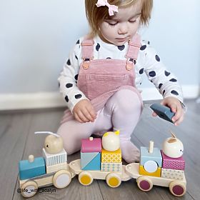 Bigjigs Baby Drewniany pociąg ze zwierzątkami - uszkodzone opakowanie, Bigjigs Toys