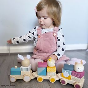 Bigjigs Baby Drewniany pociąg ze zwierzątkami - uszkodzone opakowanie