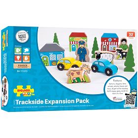 Bigjigs Rail Duży zestaw drewnianych akcesoriów do torów kolejowych