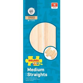 Bigjigs Rail Średnie szyny proste 16 cm 4 szt