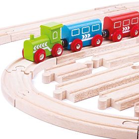 Bigjigs Rail Zestaw drewnianych szyn składający się z 24 części