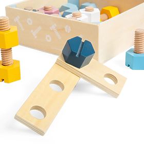 Bigjigs Skrzynka z nakrętkami i śrubami, Bigjigs Toys