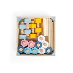 Bigjigs Skrzynka z nakrętkami i śrubami, Bigjigs Toys