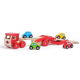 Bigjigs Toys Drewniana ciężarówka z samochodami, Bigjigs Toys