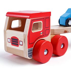 Bigjigs Toys Drewniana ciężarówka z samochodami