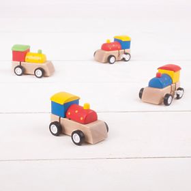 Bigjigs Toys Drewniana kolorowa lokomotywa na naciąg 1 szt., Bigjigs Toys