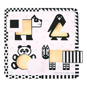 Bigjigs Toys Drewniane puzzle z wkładkami w czarno-białe kształty 1