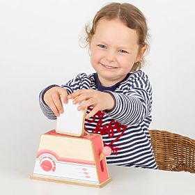 Bigjigs Toys Drewniany toster różowy, Bigjigs Toys
