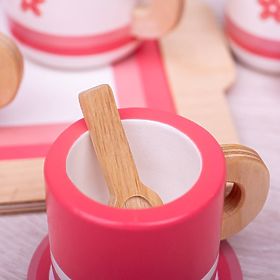 Bigjigs Toys Drewniany zestaw do herbaty różowy