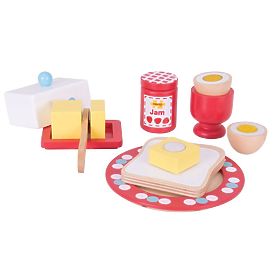 Bigjigs Toys Drewniany zestaw śniadaniowy, Bigjigs Toys