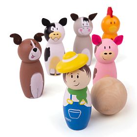 Bigjigs Toys Drewniana farma kręgli