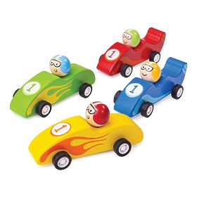 Bigjigs Toys Kolorowy drewniany samochód wyścigowy 1 szt., Bigjigs Toys