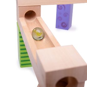 Bigjigs Toys Kolorowy drewniany tor z piłkami