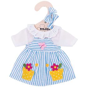 Bigjigs Toys Niebieska sukienka w paski dla lalki 28 cm